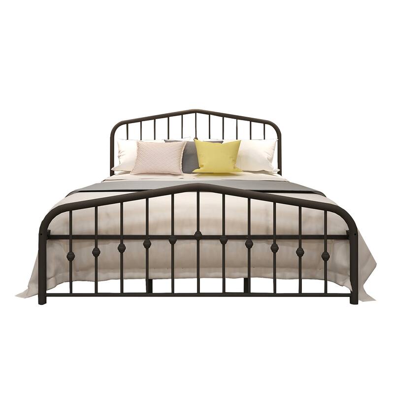 Alazyhome Platform Metal Bed Frame with Headboard, Iron Slat Support