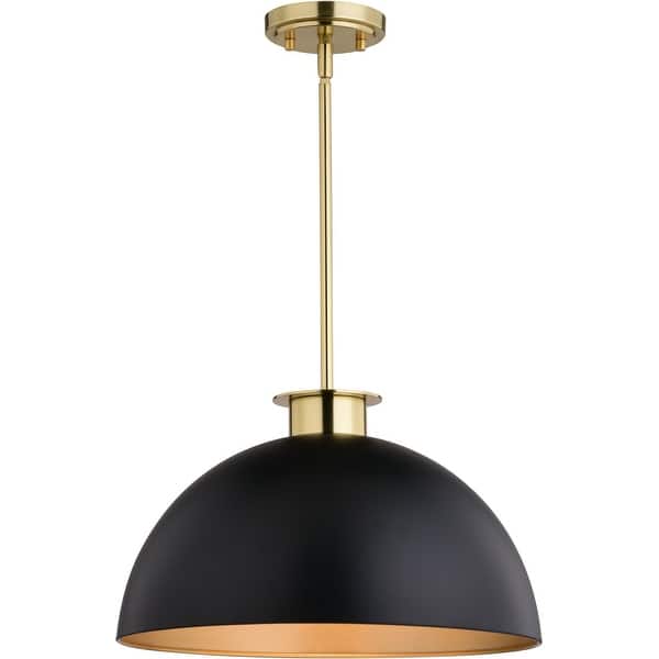 slide 2 of 11, Vaxcel Lighting P0411 Devon 16" Wide Pendant Matte Black / Satin Brass