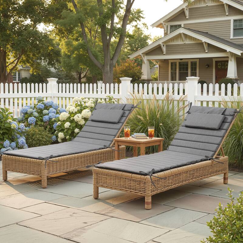 Pellebant Outdoor Chaise Lounge Cushions Patio Lounger Pad with Straps