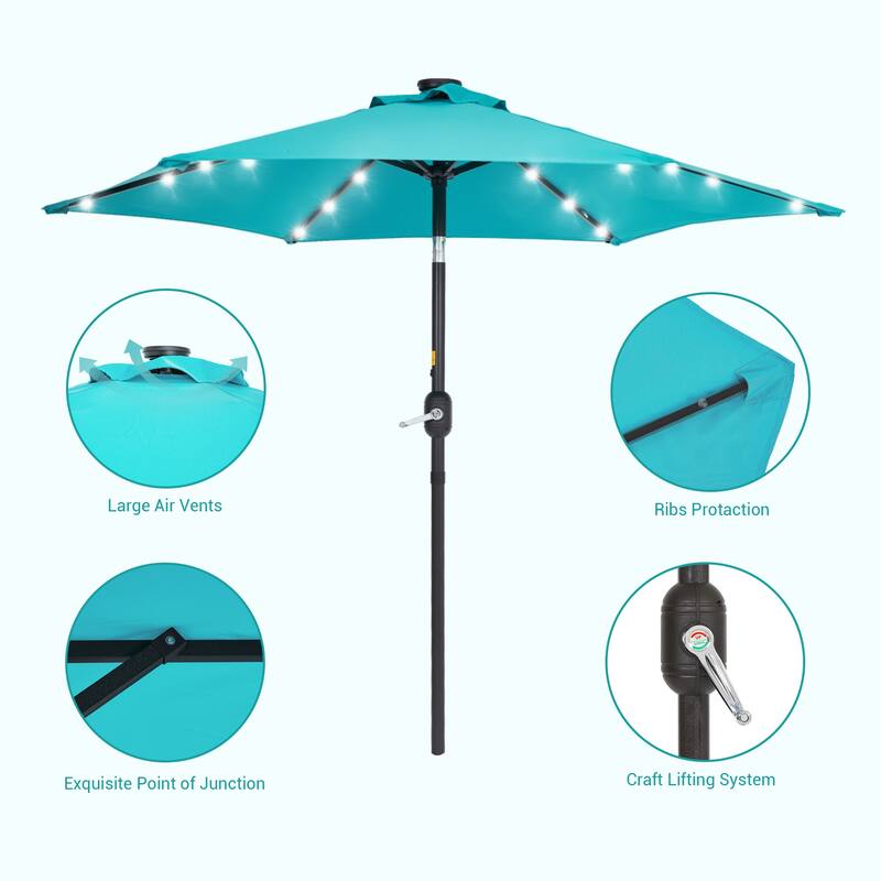 BONOSUKI 7.5ft LED Patio Umbrella Table Umbrellas,with Tilt and Crank