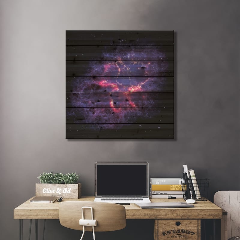 Composite View Of The Crab Nebula Print On Wood by NASA - Multi-Color