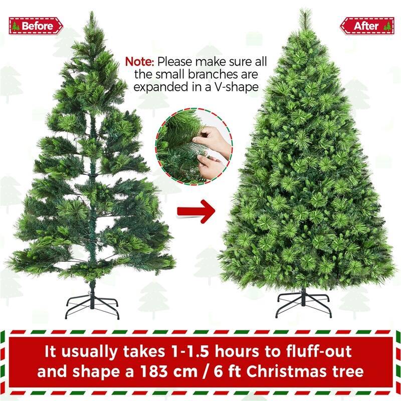 Yaheetech Pre-Lit Christmas Tree Hinged Realistic Tree, Green