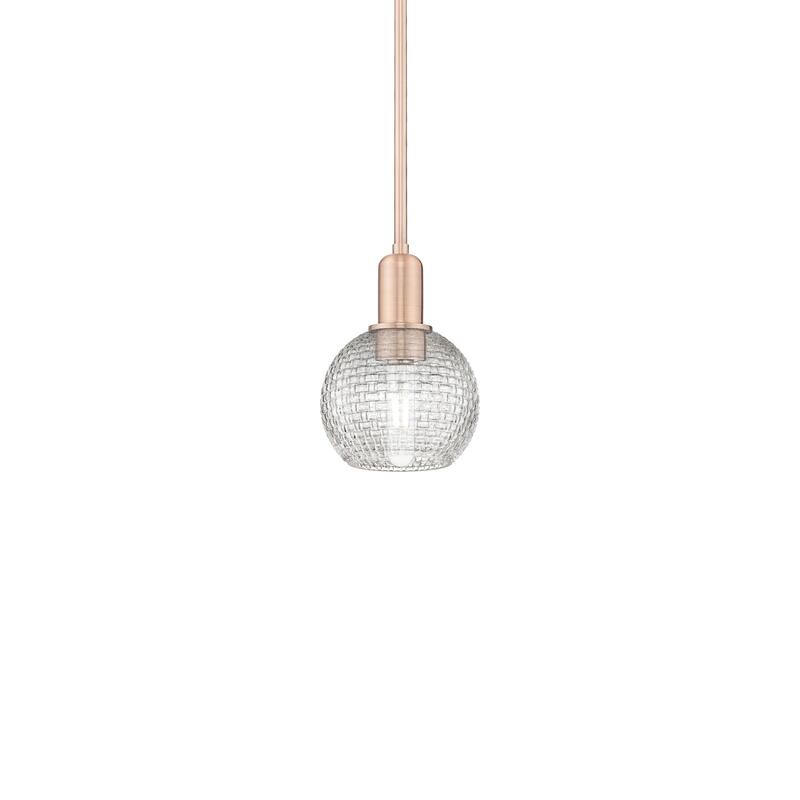 Innovations Lighting 716-1S-9-6 Athens Pendant Athens 6" Wide Mini - Antique Copper / Clear Basketweave