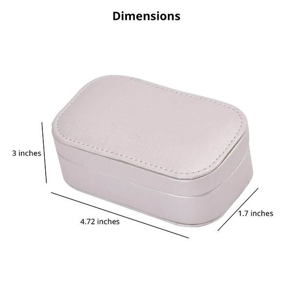 Faux Leather Oval Jewelry Box 4 Necklace Hooks Pouch Pocket 4 Ring 4.