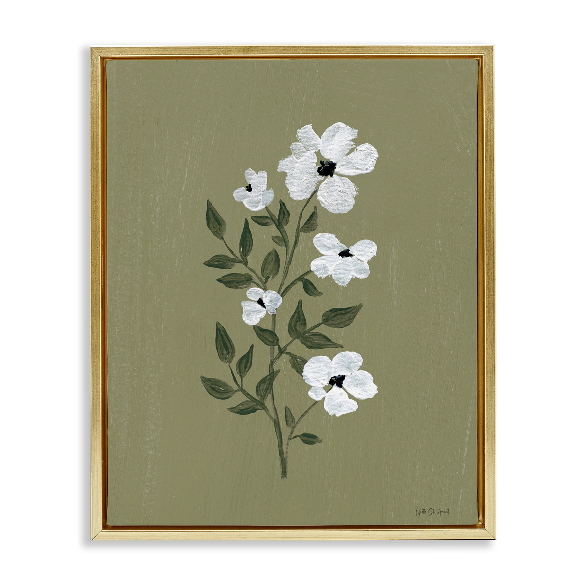 Stupell Pretty Little Flower Avocado Framed Floater Canvas Wall Art Design By Yvette St. Amant