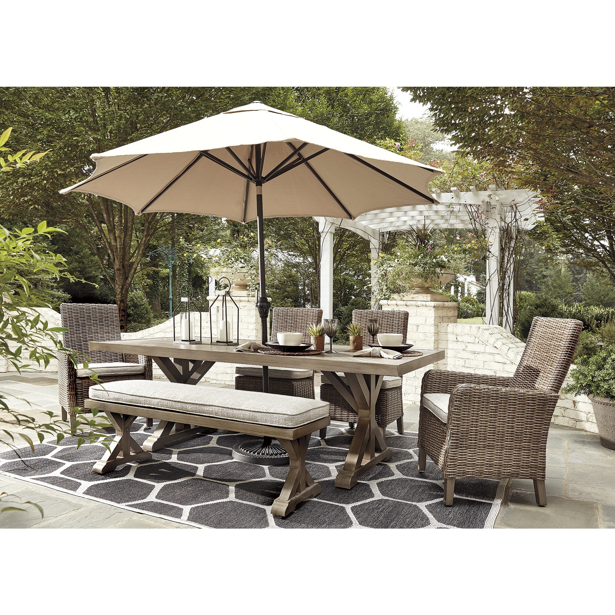 Signature Design by Ashley Beachcroft Beige 7-Piece Outdoor Dining