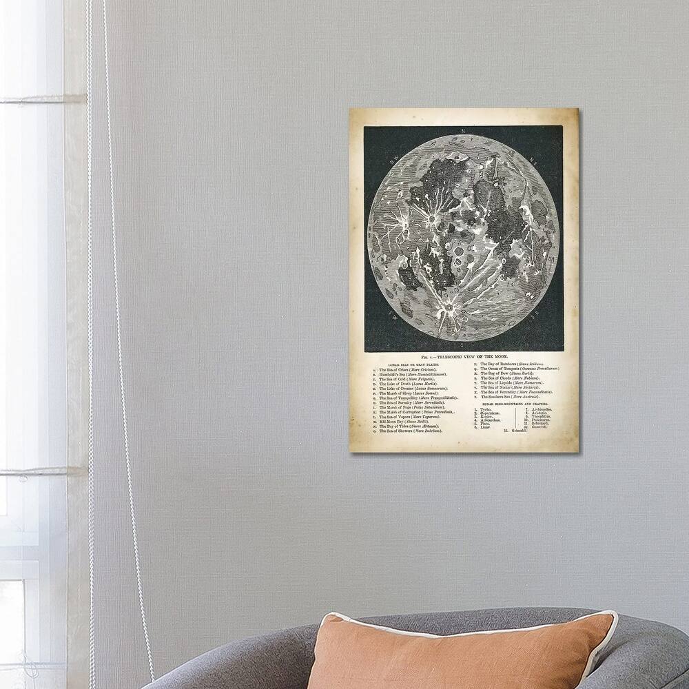 iCanvas "Moon Map" by PatentPrintStore Canvas Print
