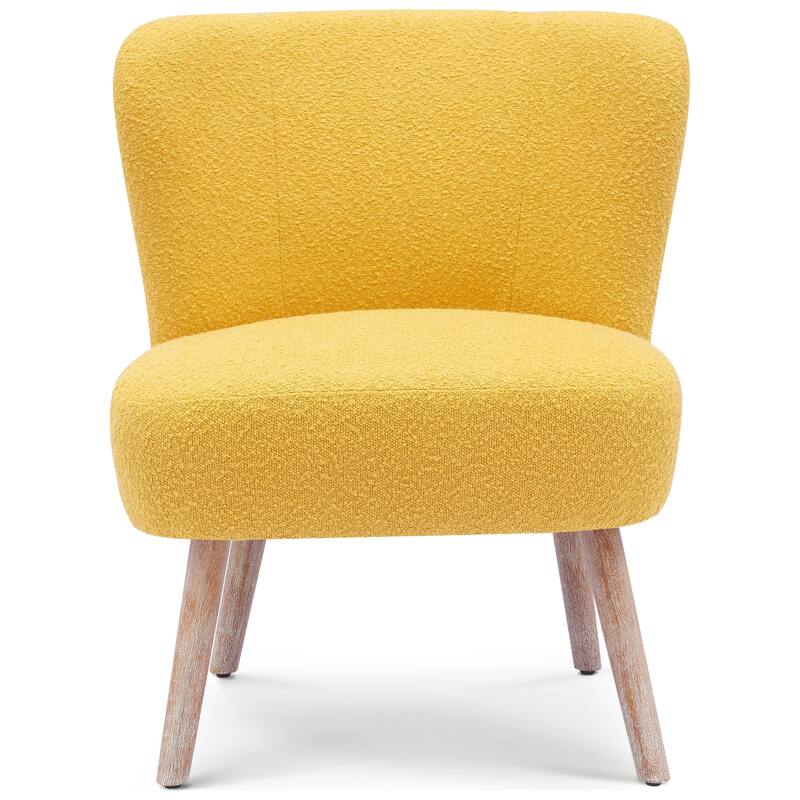 Boucle Polyester Upholstered Armless Accent Chair - Stain Resistant (Set of 2)