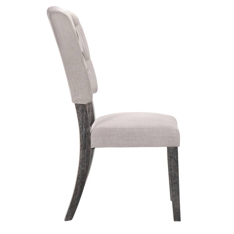 Beige and Weathered Grey Oak Tufted Back Side Chairs (Set of 2) - Beige