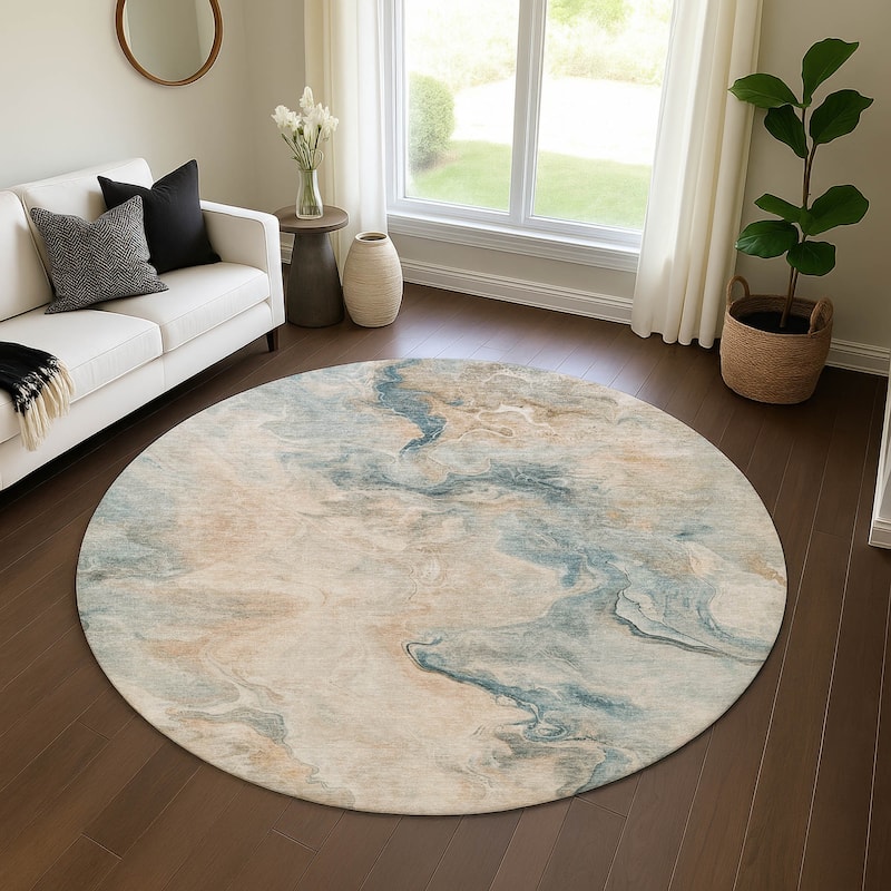 Premium Washable Super Soft Modern Mayfield Rug - Teal - 8' x 8'