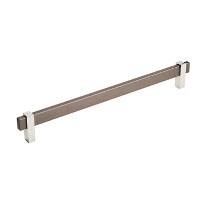 Mulino 10-1/16 in (256 mm) Center-to-Center Black Brushed Nickel/Polished Chrome Cabinet Pull - 10.0625