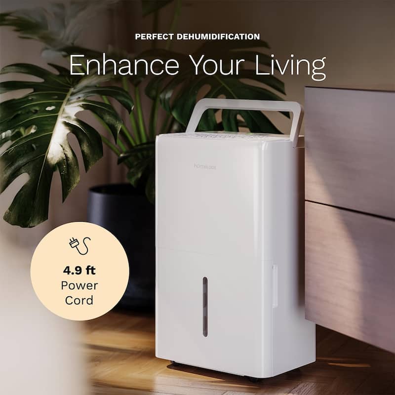 hOmeLabs 32 Pint Wi-Fi Dehumidifier for up to 4,500 Sq Ft Rooms (MAX 80 Pint at 95°F, 90% RH) - Moisture Removal, Auto Shut-Off