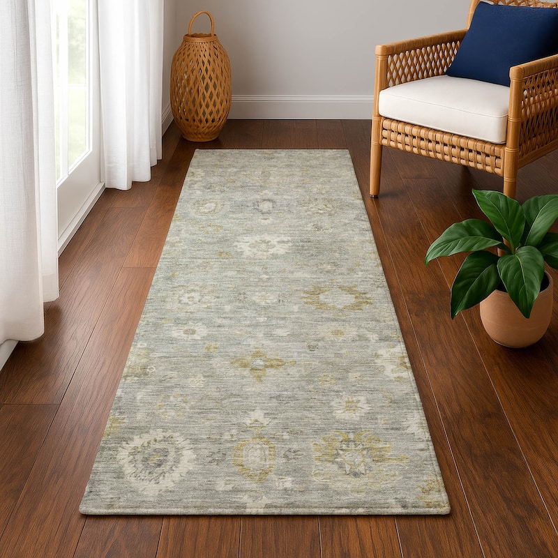 Premium Washable Super Soft Vintage Traditional Mayfield Rug - Gray - 2'3" x 7'6"