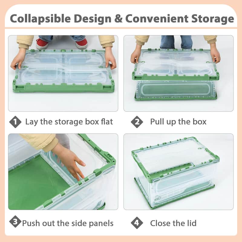 Gymax 75L Collapsible Storage Bins Folding Plastic Stackable Utility - See Details