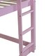 preview thumbnail 15 of 16, Pink Wood House Roof Twin over Twin Floor Bunk Bed with Ladder,Guardrails
