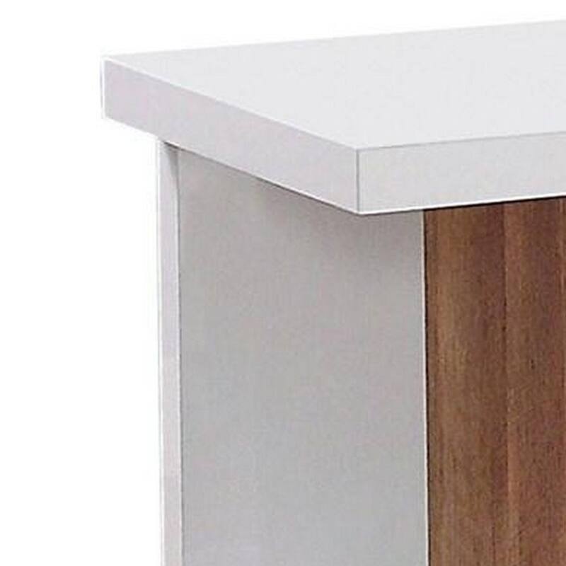22 in. White and Brown Square Wood End Table, Sturdy Build End Side Table for Living Rooms