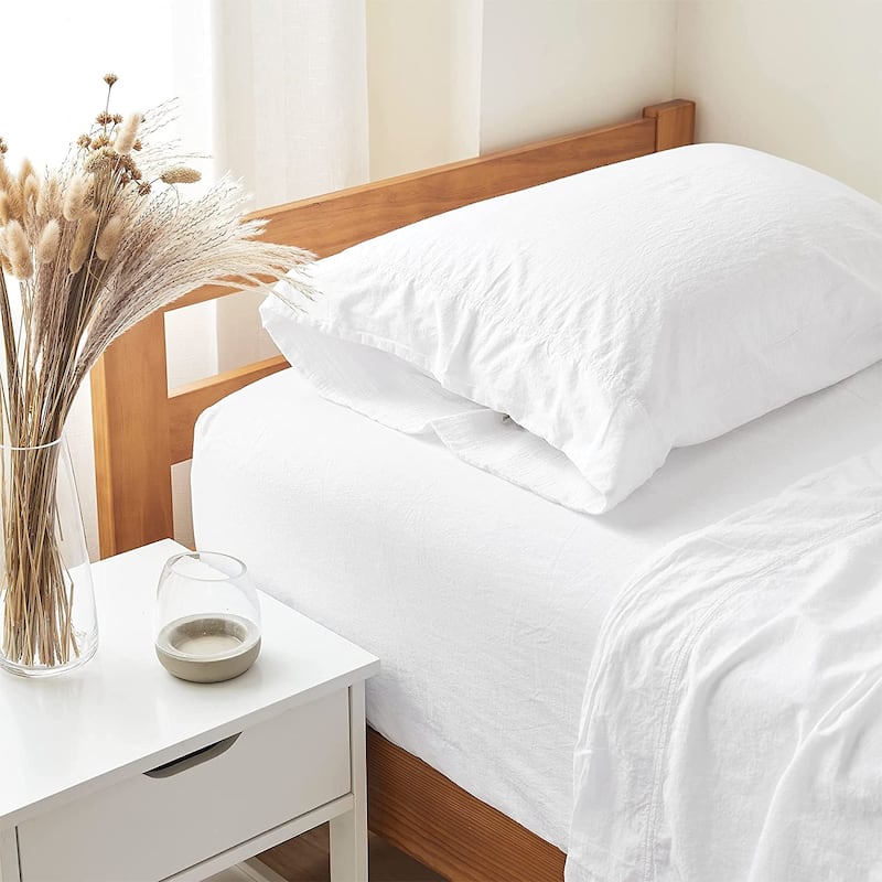 Terra é Pais - Stonewash 100% Cotton Sheet Set - White