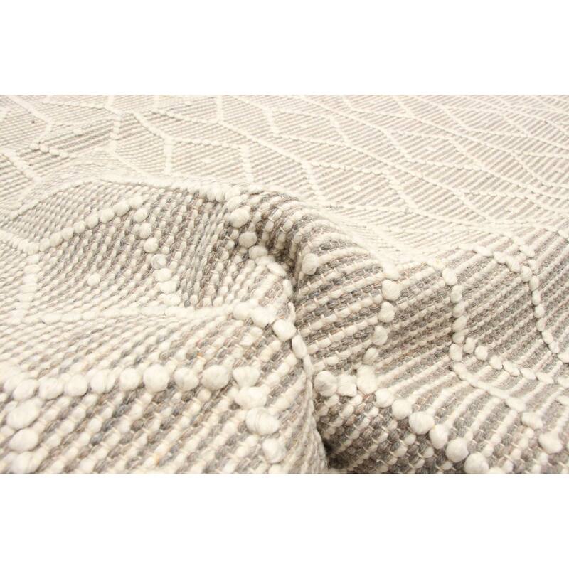 ECARPETGALLERY Braid weave Sienna Grey Wool Rug - 5'0 x 8'0