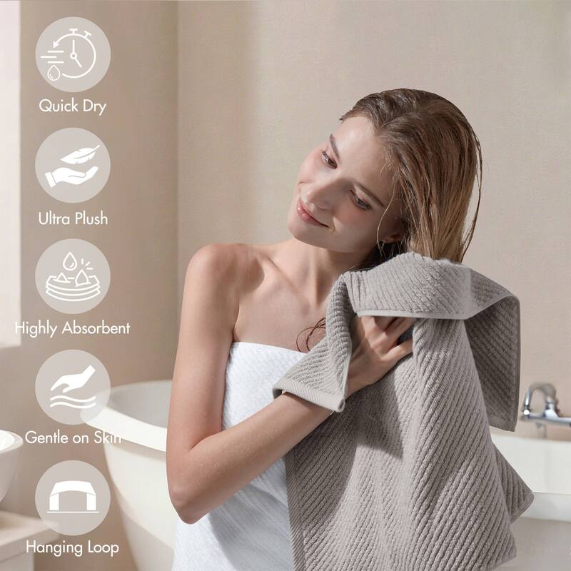 Madison Park Diagonal Ribbed Cotton Quick Dry Towel Set