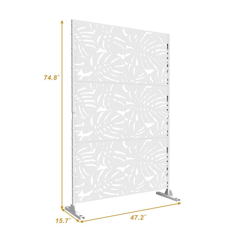 75'' x 47'' Privacy Metal Screen Fence Panel Leaf Blade Pattern