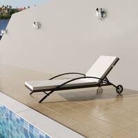 vidaXL Sun Lounger Poly Rattan Wicker Outdoor Bed Chaise Seating Garden