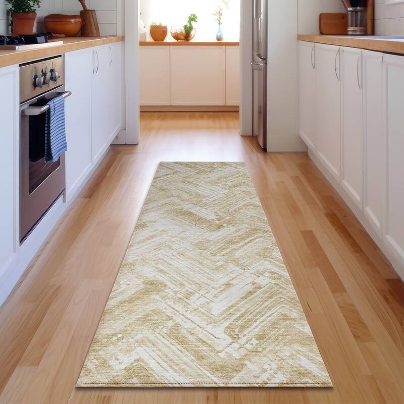 Premium Washable Super Soft Blurred Chevron Mayfield Rug - Beige - 2' 3" x 7' 6" - Runner