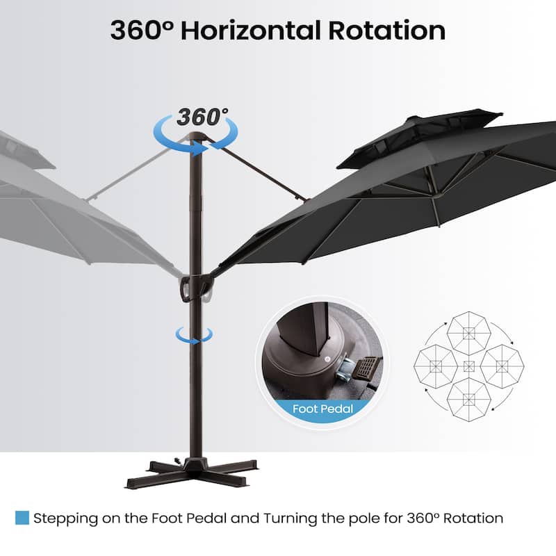 11.5-foot Outdoor Round Cantilever Umbrella Patio Offset Umbrella with No Base