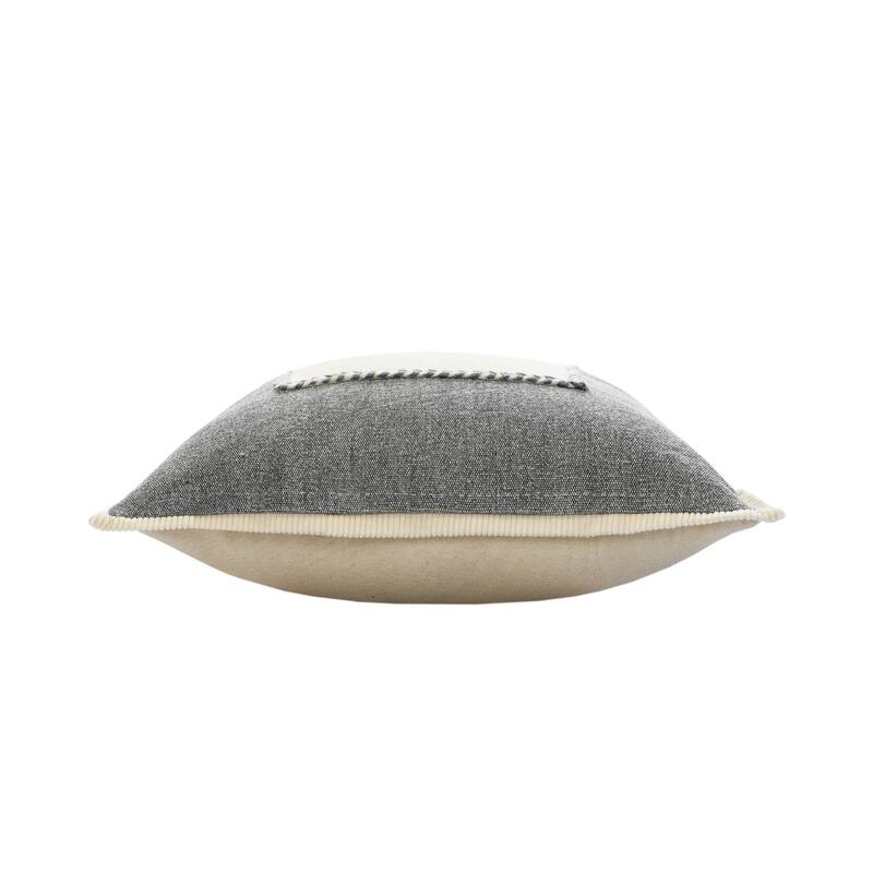 20" Gray and White Braided Frame Square Throw Pillow