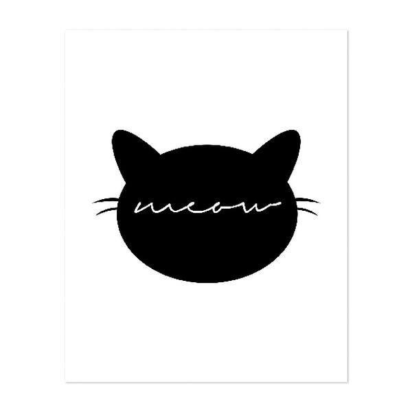 Cat Face Meow Silhouette Typography Animals Minimal Art Print/Poster -  Overstock - 34911973