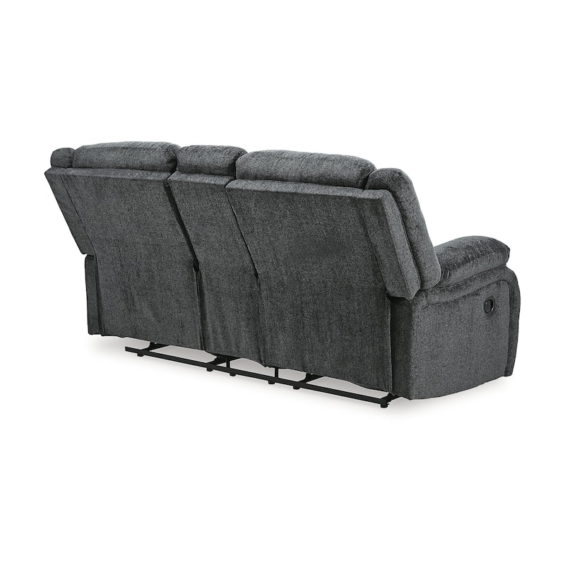 Draycoll Contemporary Double Reclining Loveseat w/Console, Slate - Medium
