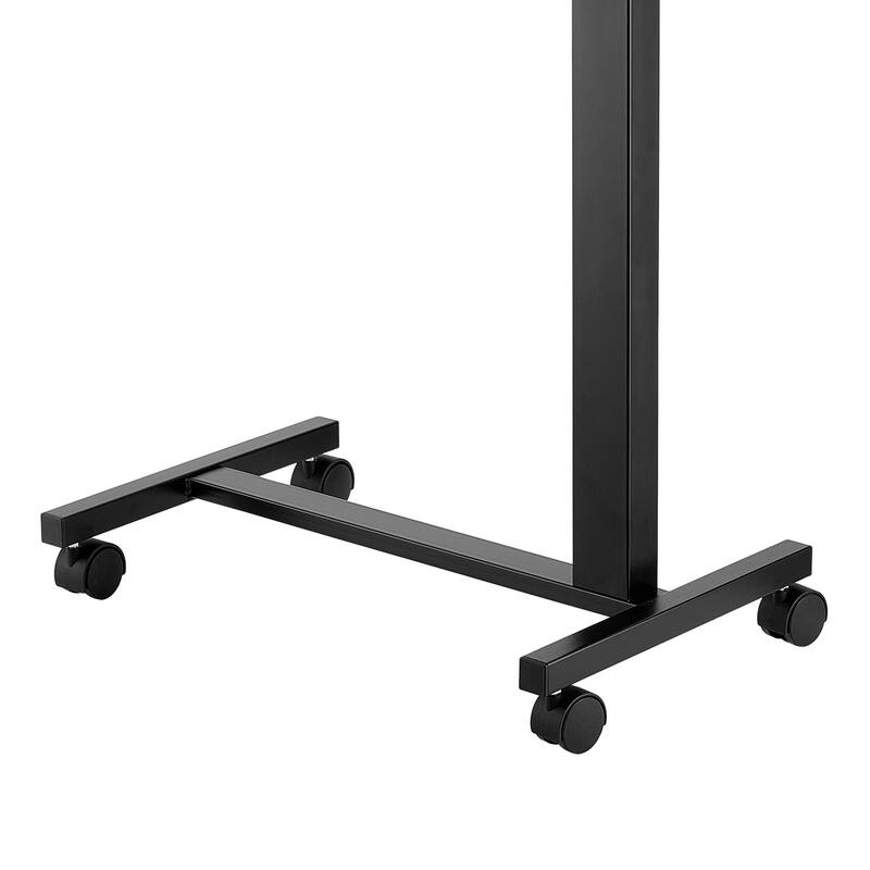 Anmytek Height Adjustable Overbed Table with Flip Top and Wheels Wood Black