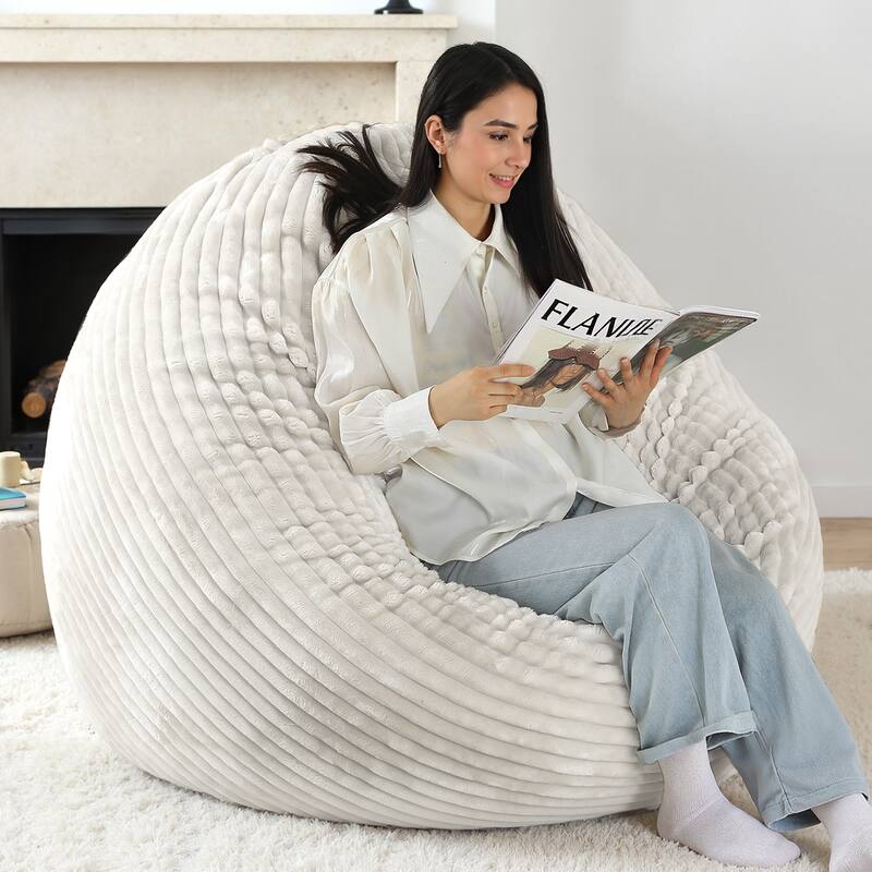 UIXE Modern Plush Faux Fur Bean Bag Chair