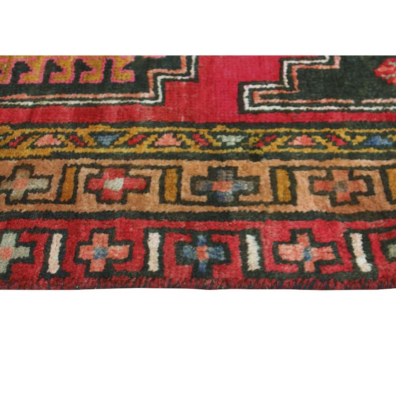 Fine Vintage Distressed Eraj Red/Charcoal Runner - 3'4" x 9'8"