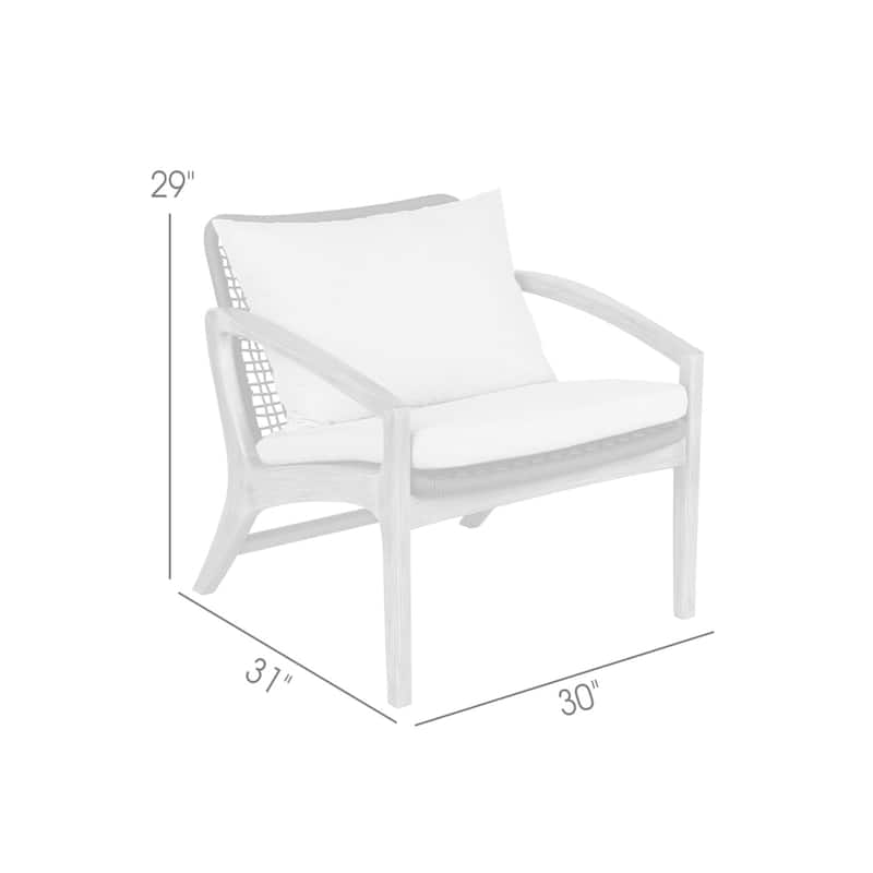 Beckham Boho Gray Rope and Eucalyptus Wood Outdoor Chair with Cushions