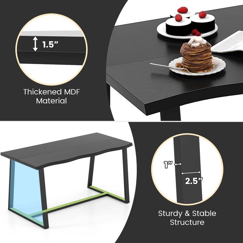 Costway 63" Large Dining Table for 4-6 People with Wavy Edge - See Details