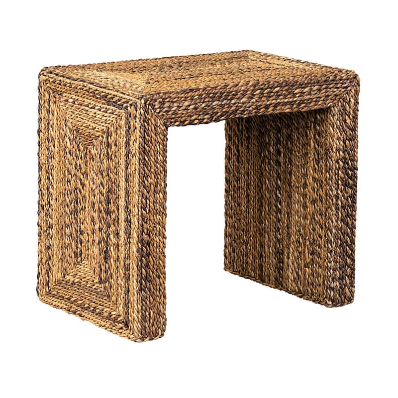 Serena Natural Braided Seagrass Waterfall Side Table by East at Main - Natural - Wood