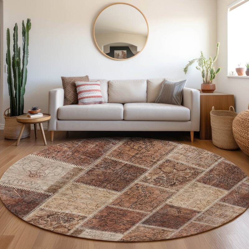 Machine Washable Indoor/ Outdoor Chantille Traditional Patchwork Rug