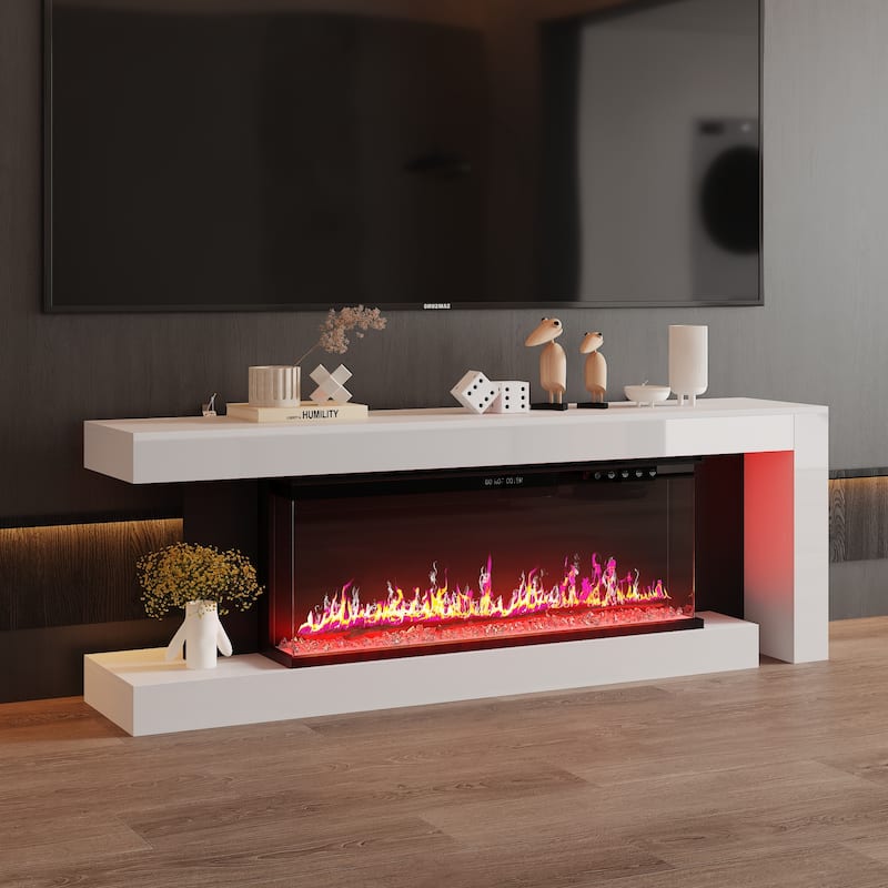 Stylish Electric Fireplace TV stand: Remote - controlled Operation and Adjustable Heating for Comfort