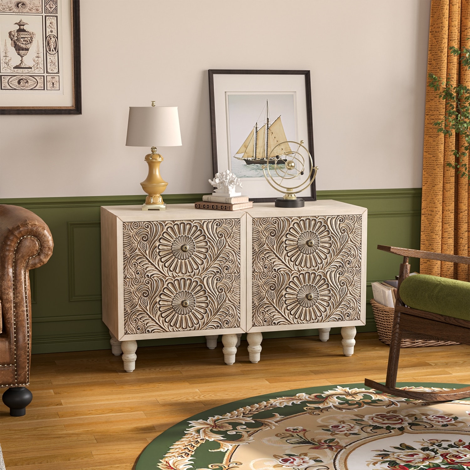 COSIEST Mid-Century Modern Nightstands with Drawer (Set of 2)