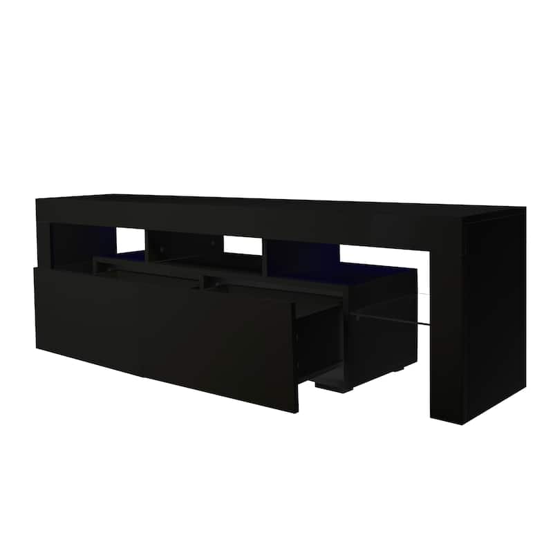Modern TV Stand, 20 Colors LED TV Stand - Black
