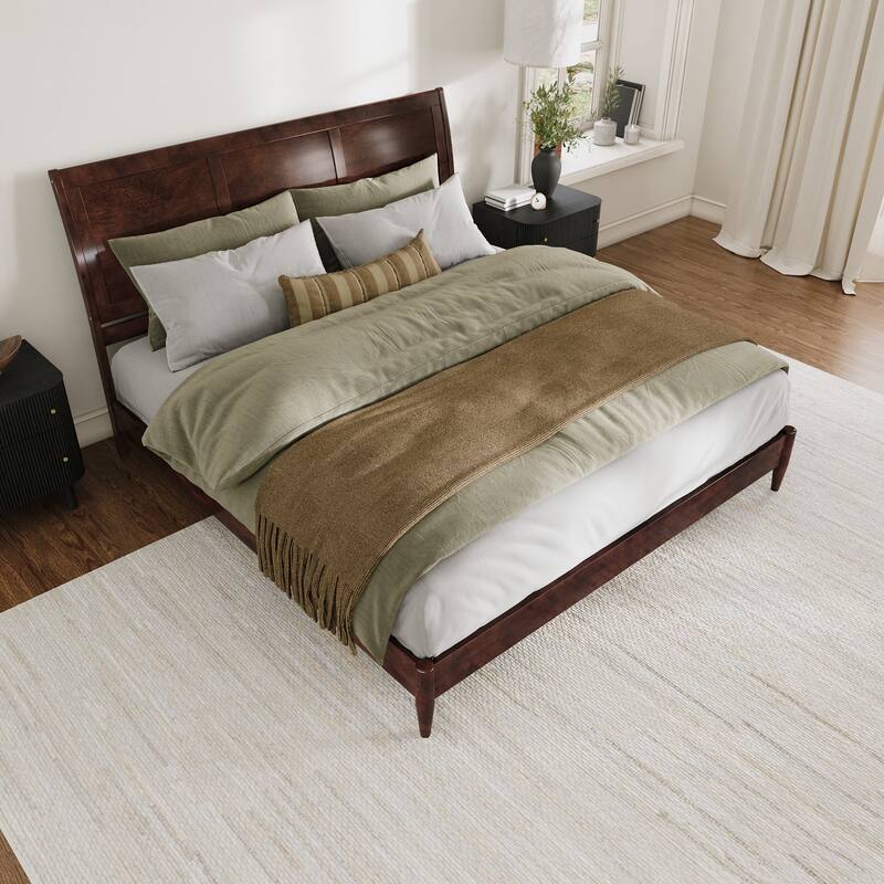 Valencia Solid Wood Low Profile Sleigh Platform Bed