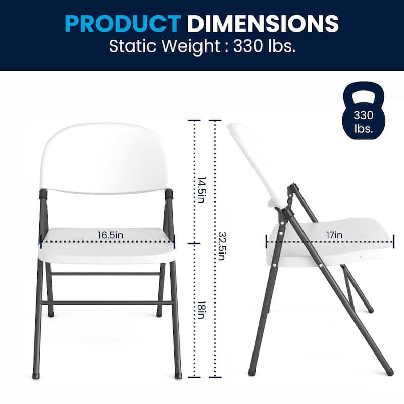 6 PK 330 lb. Capacity Plastic Folding Chair with Charcoal Frame
