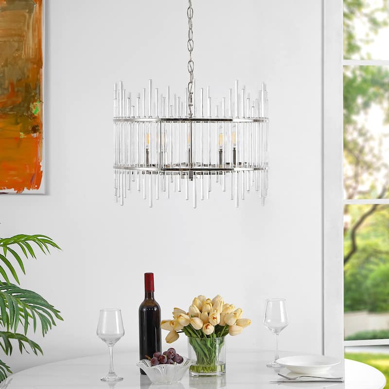 GetLedel Modern 5-Light Drum Chandelier with Clear Glass Bars