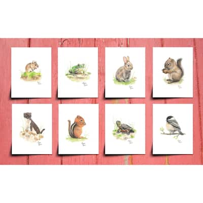 "Woodland Tinies" - Set of Eight Paper Prints - Unframed - 11" x 14" - Multi