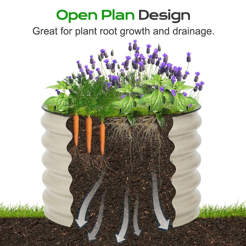 Aoodor 16.7'' Tall Aluzinc Metal Raised Garden Bed 24'' Round - Outdoor Garden Planter Box for Vegetable, Flower, Herb