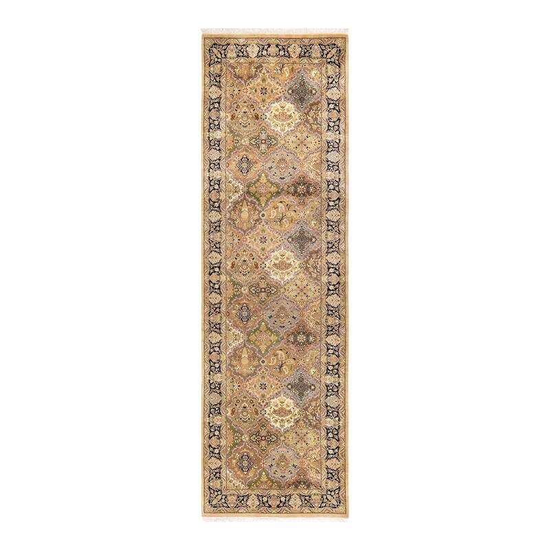 Overton Handknotted Wool Traditional Oriental Yellow Runner - Gold - Runner