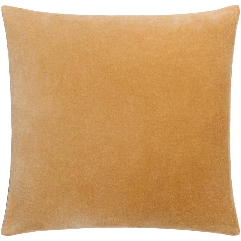 Artistic Weavers Deveron Cotton Velvet Solid Throw Pillow - 22x22 Down Insert - Camel
