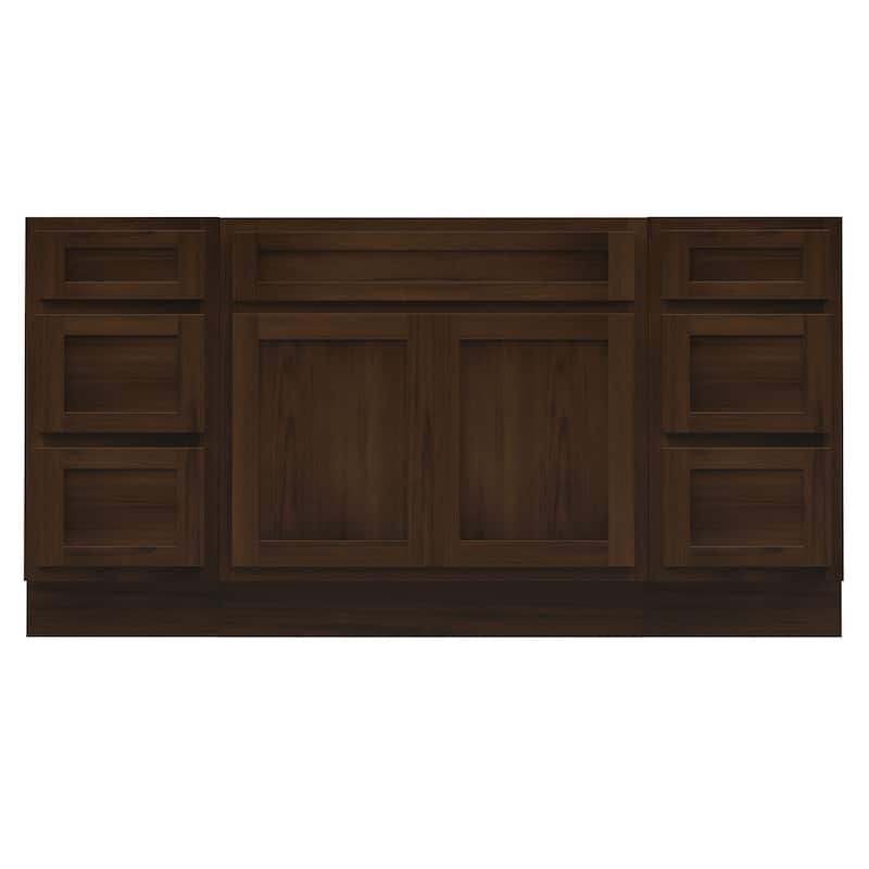 Vanity Art 66" Oak Freestanding Bathroom Vanity Cabinet without Top - Brown