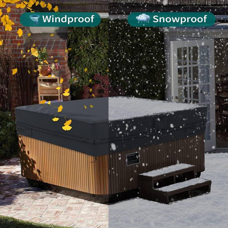 Hot Tub Cover 420D Waterproof, Heavy Duty Spa Cover Protector | Fits up to 87x87 Inches, Outdoor Windproof Replacement for Patio
