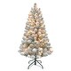 preview thumbnail 1 of 7, Puleo International 4 ft. Pre-Lit Flocked Virginia Pine Artificial Tree Green